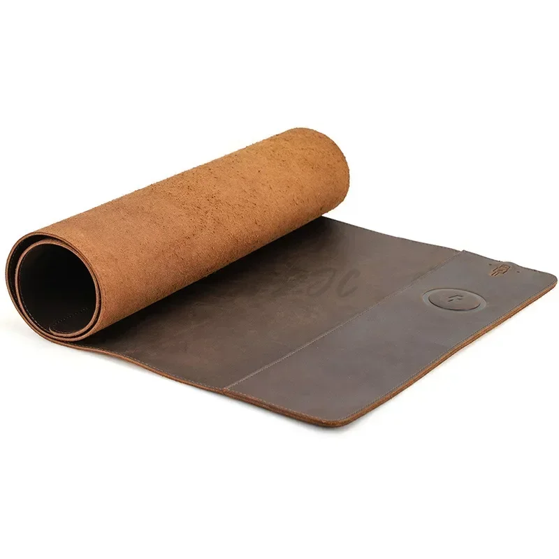 Vintage Cowhide Mouse Pad with - Mouse Charging Pad 评论和价格