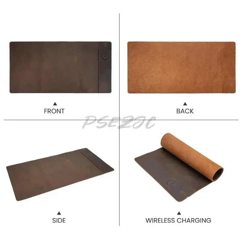 Vintage Cowhide Mouse Pad with - Mouse Charging Pad 评论和价格