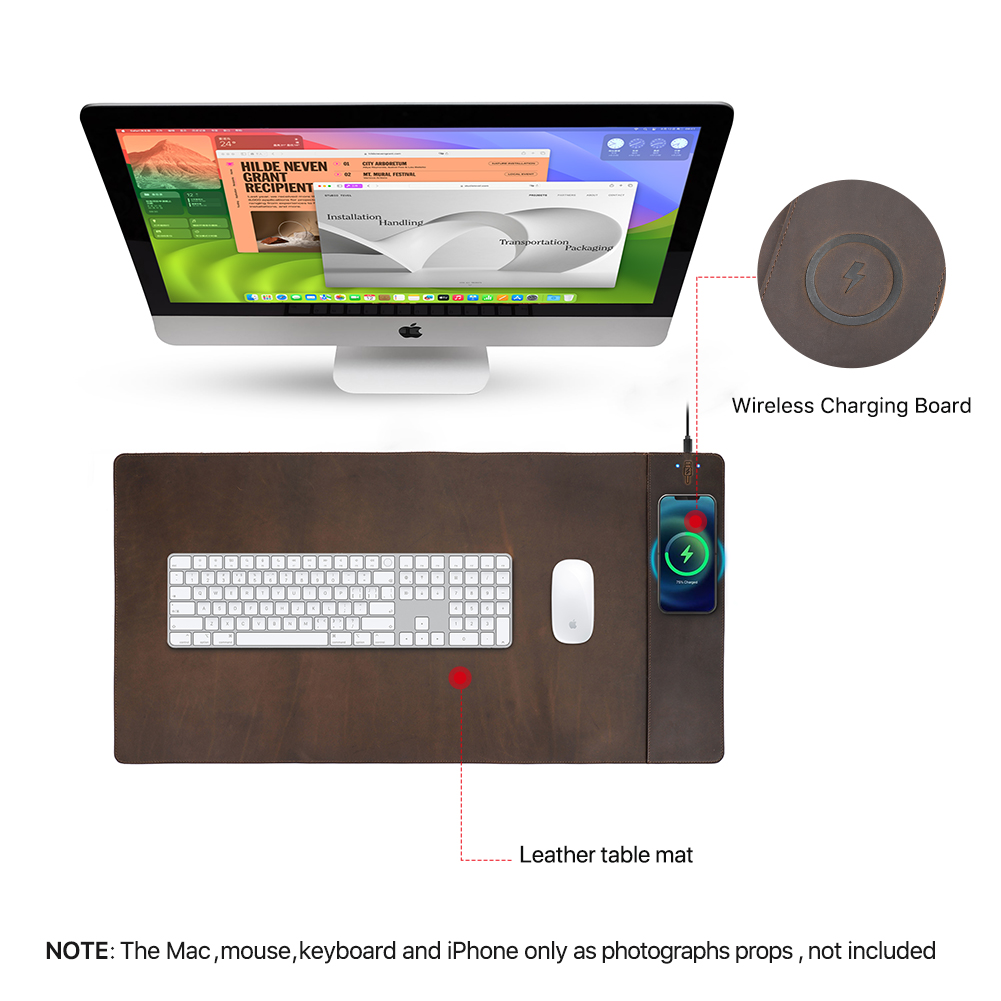 Genuine Leather Mouse Pad With - Mouse Charging Pad 评论和价格