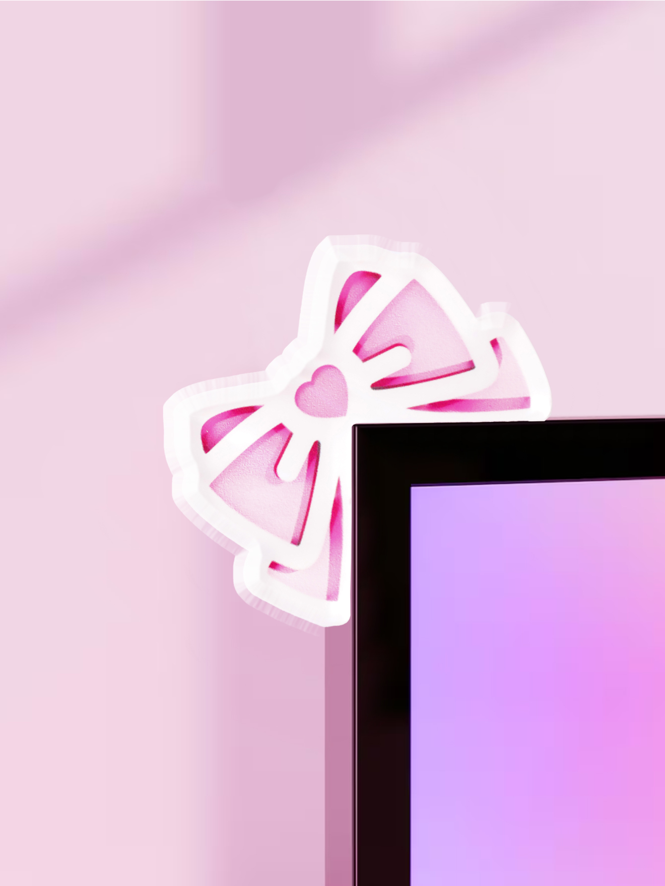 Kawaii Bow Monitor Decor Pink  - Tech Gaming Accessories 评论和价格